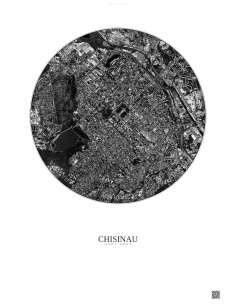Affiche Chisinau – Poster vue satellite 2.5km N&B | Gravura – Fond clair