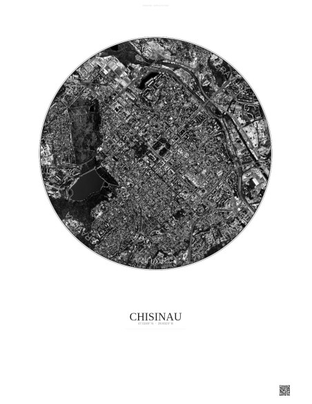 Affiche Chisinau – Poster vue satellite 2.5km N&B | Gravura – Fond clair