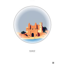 Affiche Rabat – Poster illustration vintage – Chellah | Gravura – Fond clair