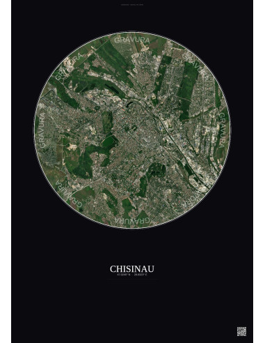 Chisinau Satellite View Poster 6km Color | Gravura – Dark background