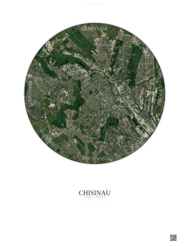 Affiche Chisinau – Poster vue satellite 6km Couleur | Gravura – Fond clair