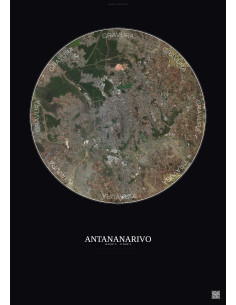 Affiche Antananarivo – Poster vue satellite 10km Couleur | Gravura – Fond foncé