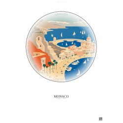 Affiche Monaco – Poster illustration vintage – Circuit De Monaco | Gravura – Fond clair