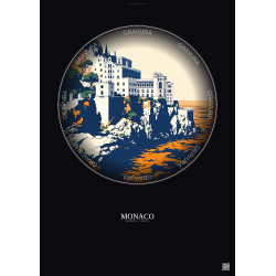 Affiche Monaco – Poster illustration vintage – Musee Oceanographique De Monaco | Gravura – Fond foncé