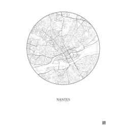 Affiche Nantes – Poster carte de ville 5km | Gravura – Fond clair