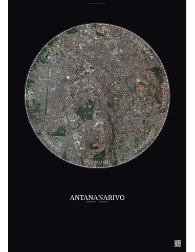Antananarivo Satellite View Poster 2.5km Color | Gravura – Dark background