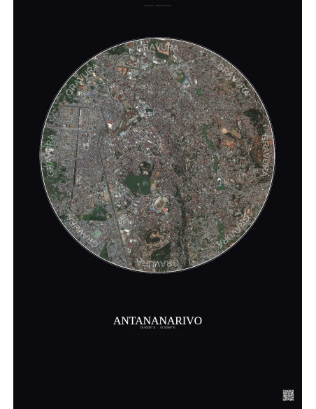 Antananarivo Satellite View Poster 2.5km Color | Gravura – Dark background