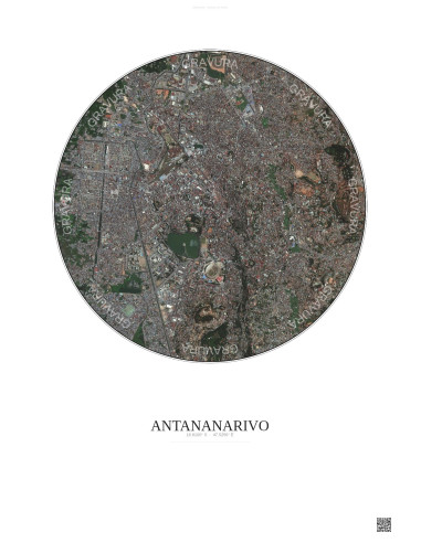 Affiche Antananarivo – Poster vue satellite 2.5km Couleur | Gravura – Fond clair