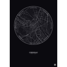 Chisinau City Map Poster 6km | Gravura – Dark background