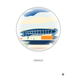 Affiche Chisinau – Poster illustration vintage – Stadionul Republican | Gravura – Fond clair