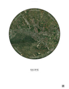 Affiche Skopje – Poster vue satellite 10km Couleur | Gravura – Fond clair
