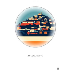 Affiche Antananarivo – Poster illustration vintage – Antananarivo | Gravura – Fond clair