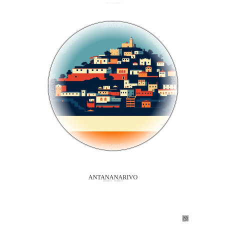 Affiche Antananarivo – Poster illustration vintage – Antananarivo | Gravura – Fond clair