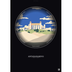 Affiche Antananarivo – Poster illustration vintage – Rova Of Antananarivo | Gravura – Fond foncé