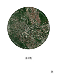 Affiche Skopje – Poster vue satellite 2.5km Couleur | Gravura – Fond clair
