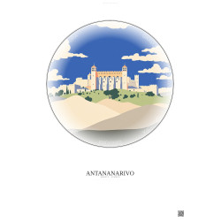 Affiche Antananarivo – Poster illustration vintage – Rova Of Antananarivo | Gravura – Fond clair