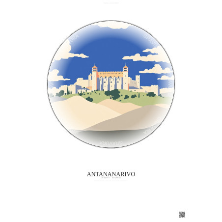 Affiche Antananarivo – Poster illustration vintage – Rova Of Antananarivo | Gravura – Fond clair