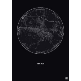 Skopje City Map Poster 10km | Gravura – Dark background