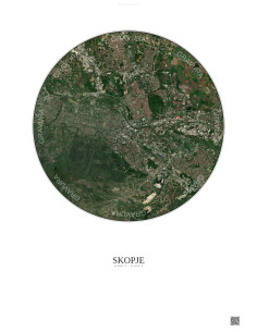 Affiche Skopje – Poster vue satellite 6km Couleur | Gravura – Fond clair
