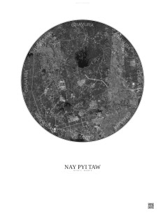 Affiche Nay Pyi Taw – Poster vue satellite 10km N&B | Gravura – Fond clair
