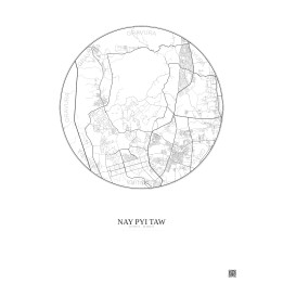 Affiche Nay Pyi Taw – Poster carte de ville 10km | Gravura – Fond clair