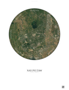 Affiche Nay Pyi Taw – Poster vue satellite 10km Couleur | Gravura – Fond clair