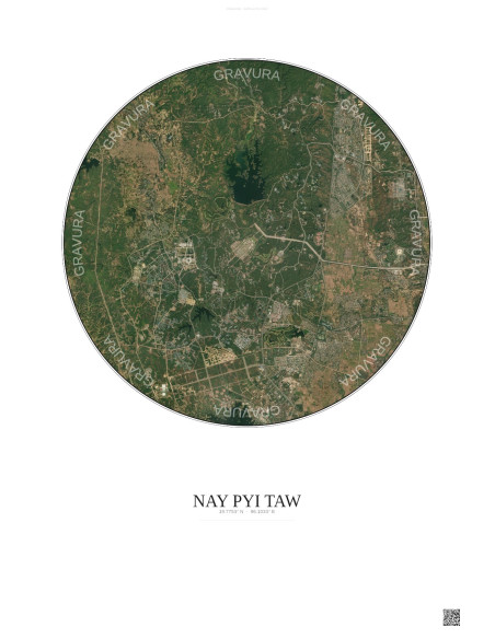 Nay Pyi Taw Satellite View Poster 10km Color | Gravura – Light background