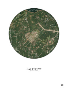 Affiche Nay Pyi Taw – Poster vue satellite 2.5km Couleur | Gravura – Fond clair