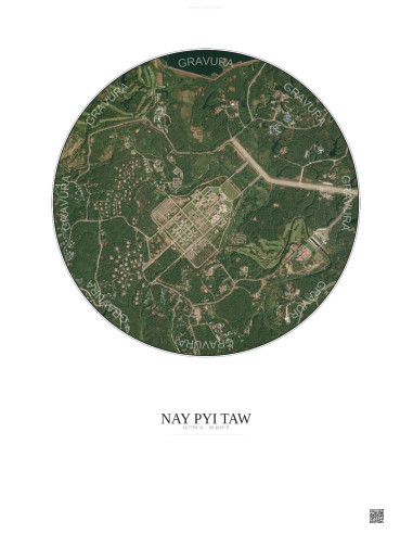 Affiche Nay Pyi Taw – Poster vue satellite 2.5km Couleur | Gravura – Fond clair