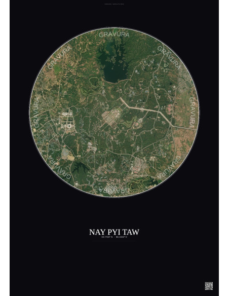 Nay Pyi Taw Satellite View Poster 6km Color | Gravura – Dark background