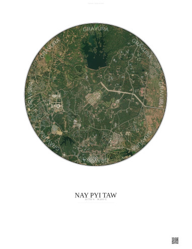 Affiche Nay Pyi Taw – Poster vue satellite 6km Couleur | Gravura – Fond clair