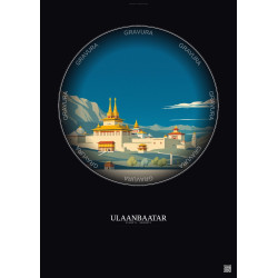 Affiche Ulaanbaatar – Poster illustration vintage – Ulaanbaatar | Gravura – Fond foncé