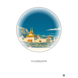 Affiche Ulaanbaatar – Poster illustration vintage – Ulaanbaatar | Gravura – Fond clair