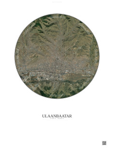 Affiche Ulaanbaatar – Poster vue satellite 10km Couleur | Gravura – Fond clair