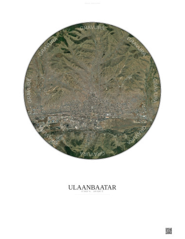 Affiche Ulaanbaatar – Poster vue satellite 10km Couleur | Gravura – Fond clair