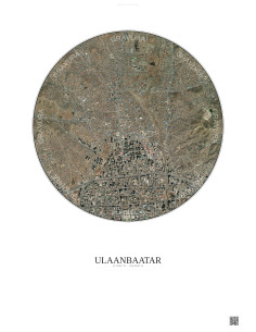 Affiche Ulaanbaatar – Poster vue satellite 2.5km Couleur | Gravura – Fond clair