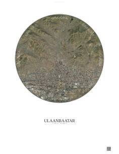 Affiche Ulaanbaatar – Poster vue satellite 6km Couleur | Gravura – Fond clair