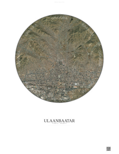 Ulaanbaatar Satellite View Poster 6km Color | Gravura – Light background