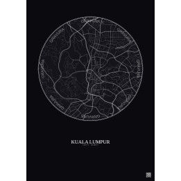 Kuala Lumpur City Map Poster 2.5km | Gravura – Dark background