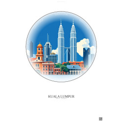 Affiche Kuala Lumpur – Poster illustration vintage – Kuala Lumpur | Gravura – Fond clair