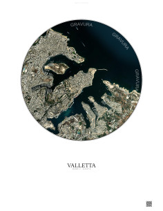 Affiche Valletta – Poster vue satellite 2.5km Couleur | Gravura – Fond clair