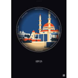 Affiche Abuja – Poster illustration vintage – Abuja | Gravura – Fond foncé