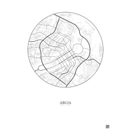 Affiche Abuja – Poster carte de ville 6km | Gravura – Fond clair