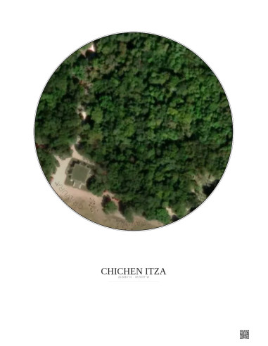 Chichen Itza Satellite View Poster 0.1km Color | Gravura – Light background