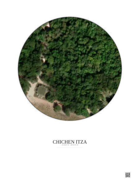 Chichen Itza Satellite View Poster 0.1km Color | Gravura – Light background