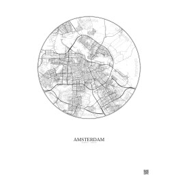 Amsterdam City Map Poster 10km | Gravura – Light background