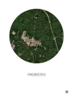 Affiche Chichen Itza – Poster vue satellite 0.5km Couleur | Gravura – Fond clair