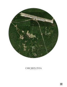 Affiche Chichen Itza – Poster vue satellite 1km Couleur | Gravura – Fond clair