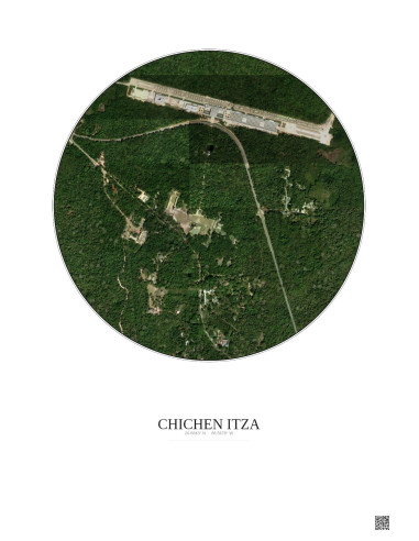 Chichen Itza Satellite View Poster 1km Color | Gravura – Light background
