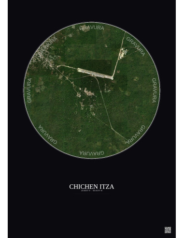 Chichen Itza Satellite View Poster 2.5km Color | Gravura – Dark background